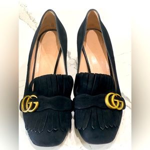 Gucci Suede Mid Heel Pumps